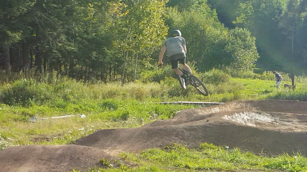 Dirtworks Staff flowing the fresh updates and maintenance work at the Keppoch Kinsmen Pump Track in Antigonish, Nova Scotia