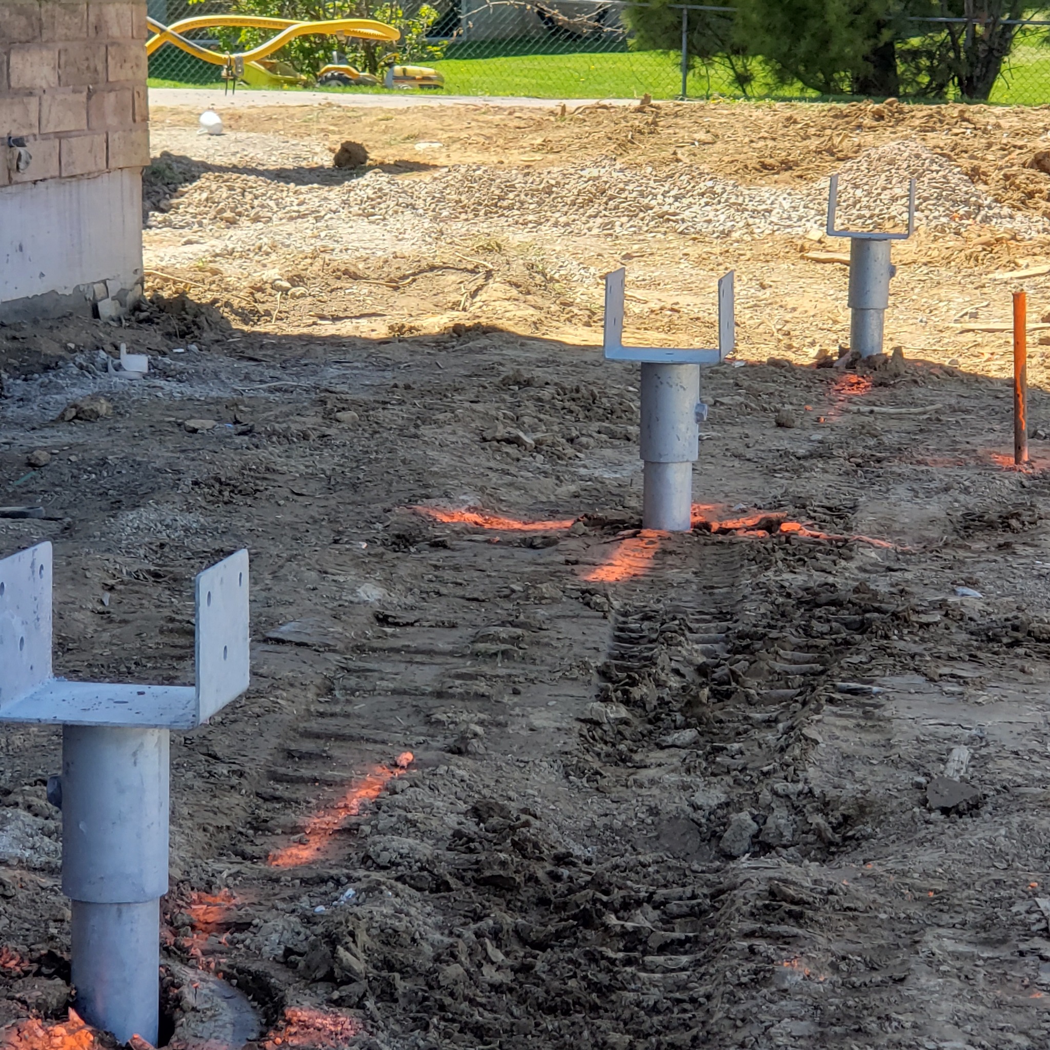 Vendor-supplied example of installed helical piles with structural brackets