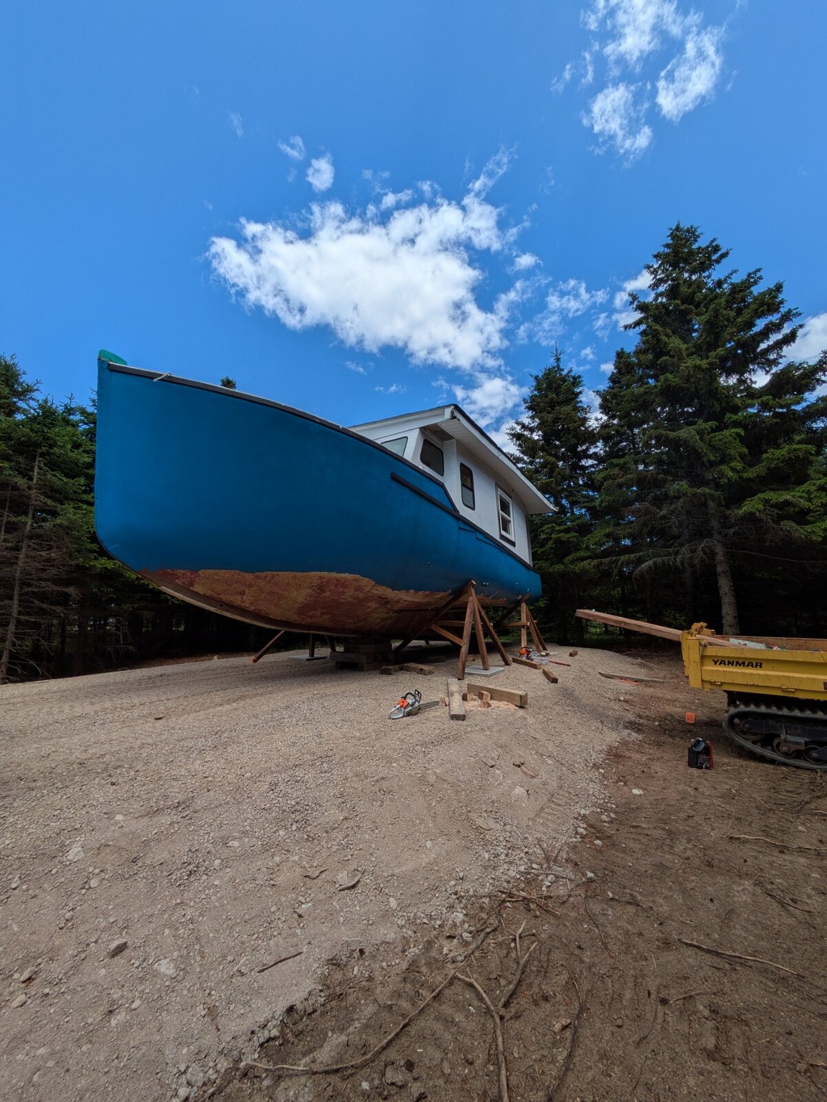 Forty-foot lobster boat positioned as a future tourism accommodation